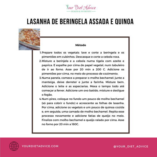 Método Lasanha de beringela e quinoa